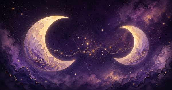 二つの月が向き合う相性占いの挿絵